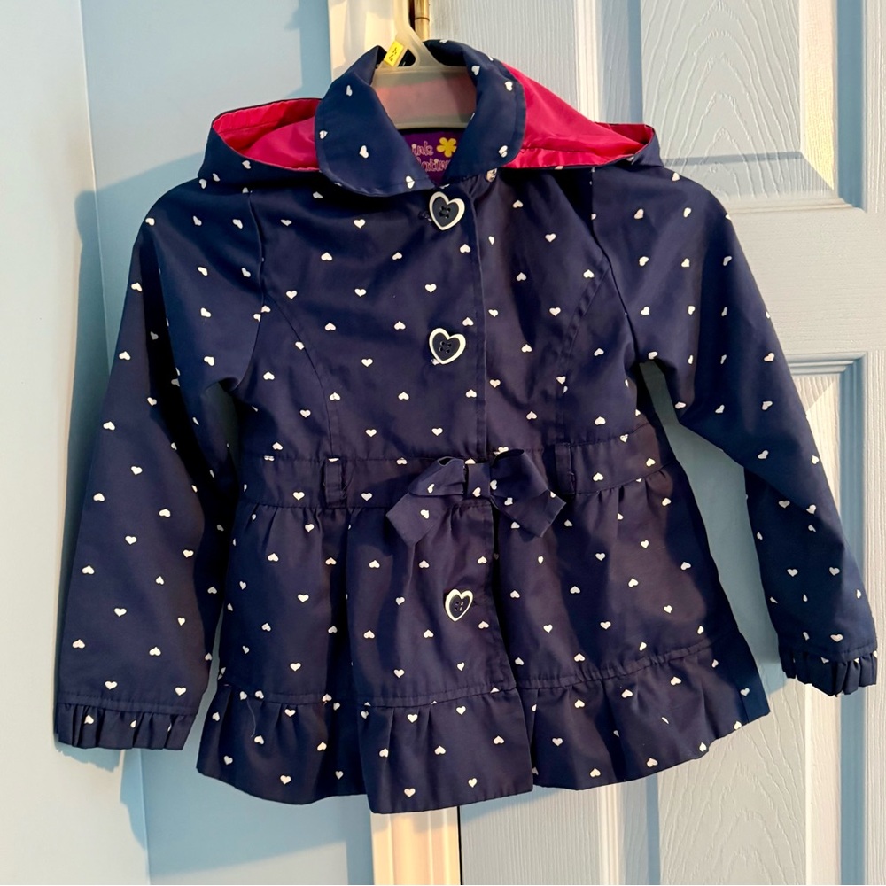 Pink Platinum Navy Heart Raincoat for Kids